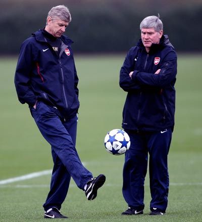 Arsenal manager Arsene Wenger (left) with Pat Rice