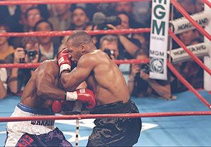 Mike Tyson and Evander Holyfield in the infamous bout in 1997
