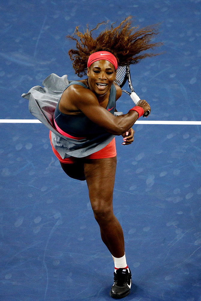 Serena Williams in action against Carla Suarez Navarro on Tuesday