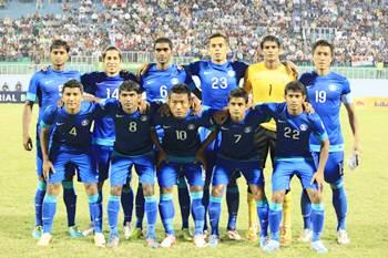 The Indian team before the start of the final