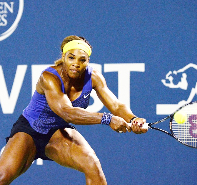 Serena Williams of the United States of America plays against Ana Ivanovic of Serbia