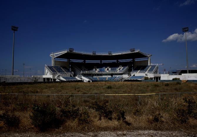 The abandoned stadium which hosted the softball competition during the Athens 2004 Olympic Games