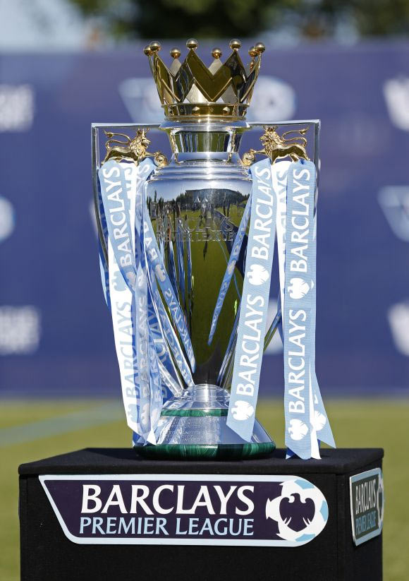 The Premier League trophy during the official Premier League season launch