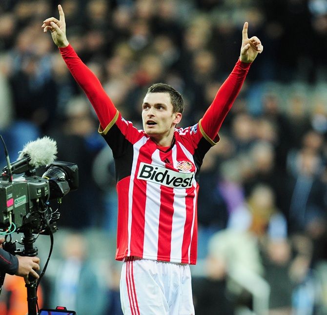 Sunderland goalscorer Adam Johnson celebrates