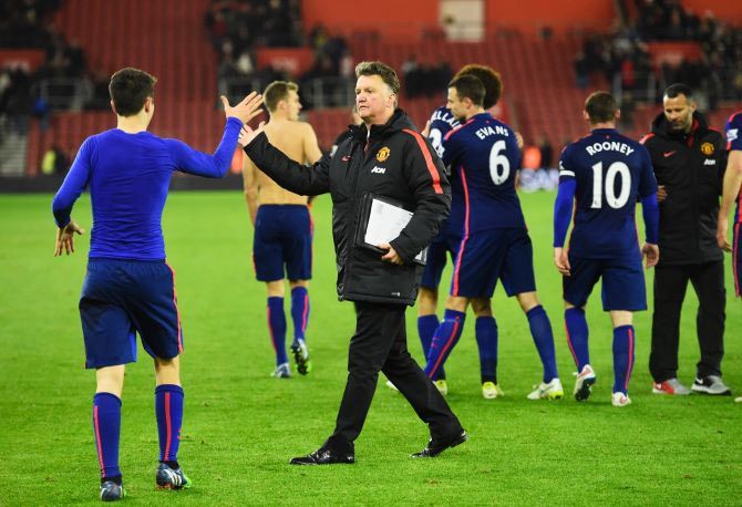 Louis van Gaal during a training session