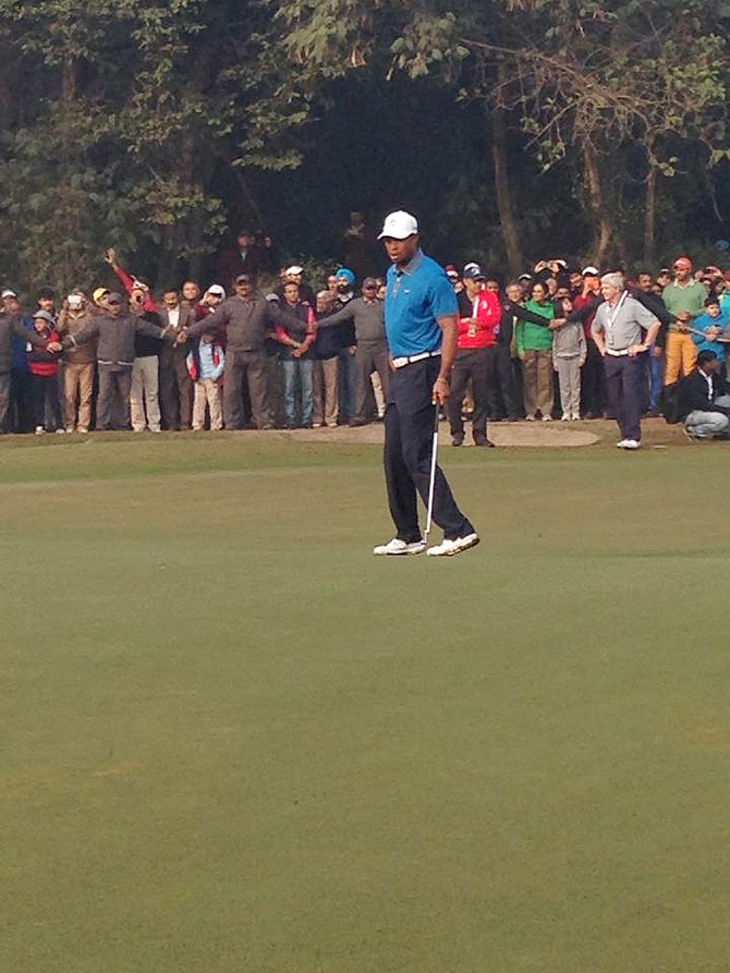 Tiger Woods in action the Delhi Golf Club 