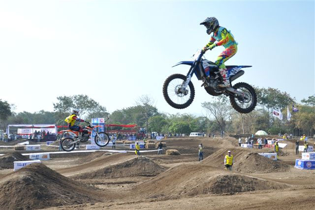 TVS racing's KP Aravind attempts a double jump