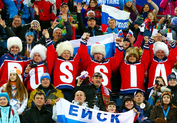 Russian fans enjoy the action at the Games