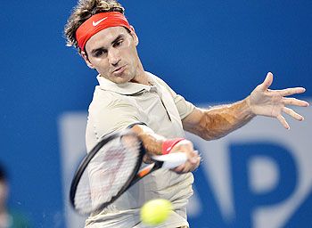 Roger Federer in action at the Brisbane International quarters on Thursday