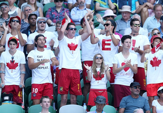 Supporters of Eugenie Bouchard of Canada