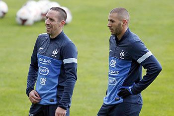 France forwards Franck Ribery and Karim Benzema