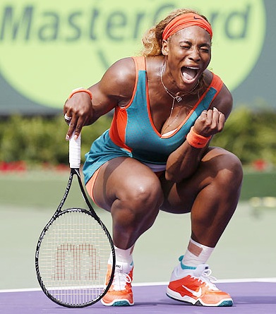 Serena Williams reacts