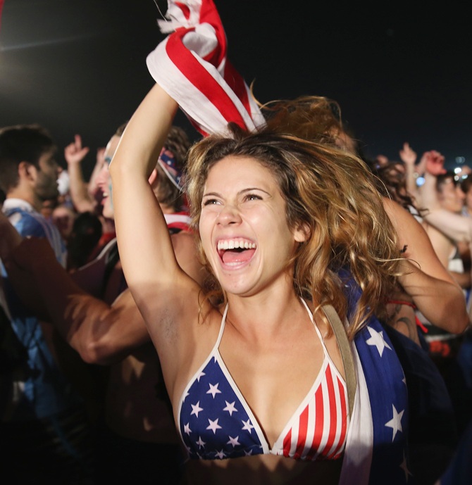 American soccer fans react to their team beating Ghana 2-1