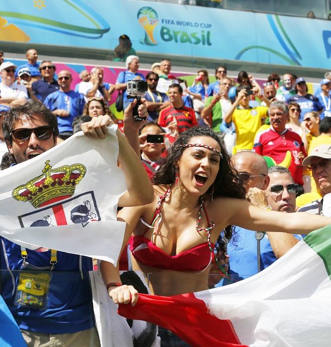 An Italy fan cheers