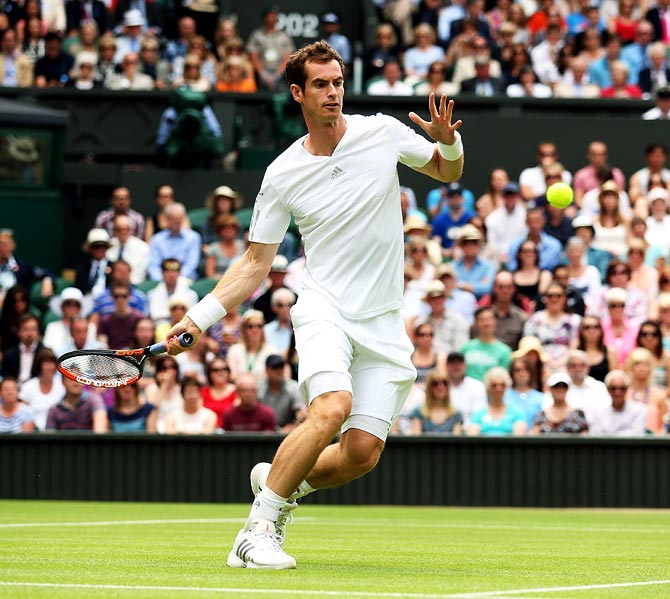Andy Murray in action during his first round match.