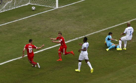 Switzerland's Xherdan Shaqiri celebrates his second goal