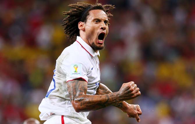 Jermaine Jones of the United States celebrates after scoring his team's first goal