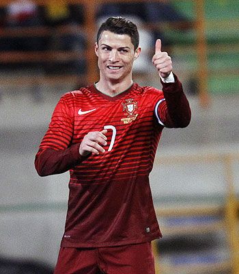 Cristiano Ronaldo celebrates after creating a record on Wednesday