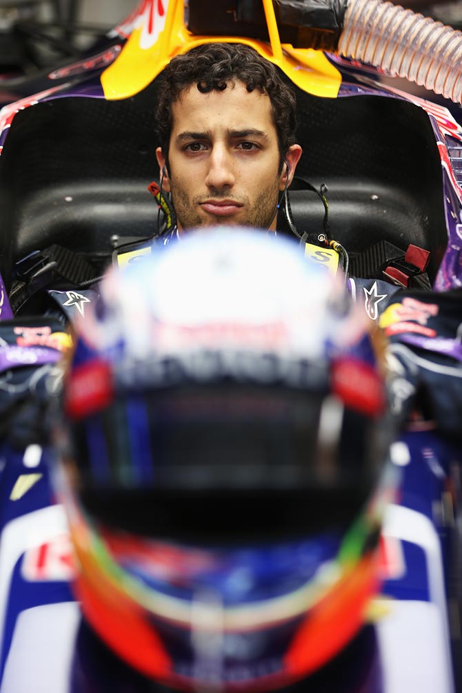 Daniel Ricciardo of Red Bull Racing prepares to drive