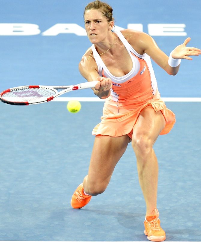 Andrea Petkovic of Germany plays a forehand