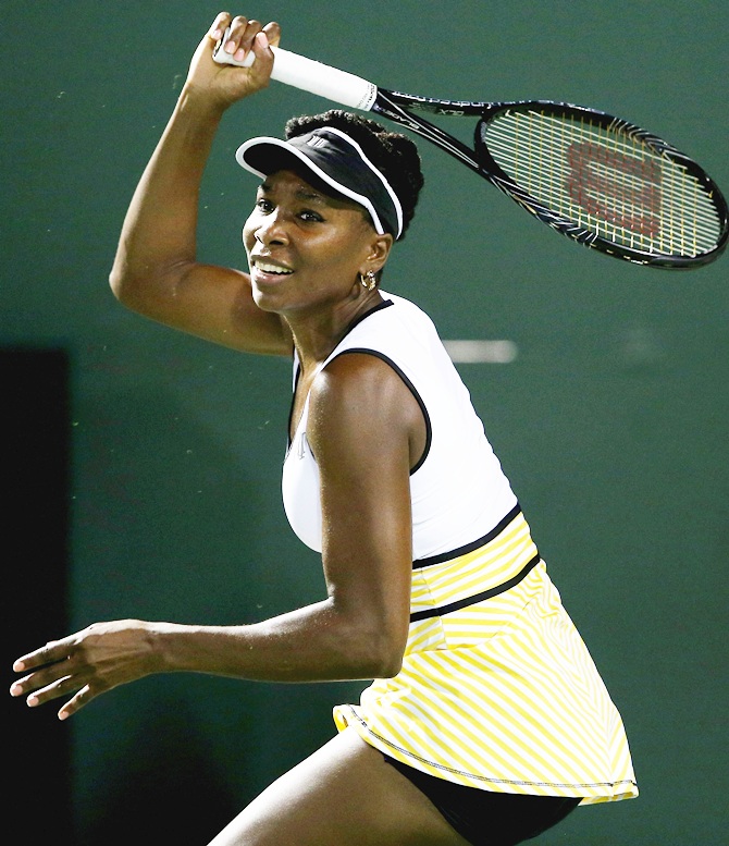 Venus Williams of the United States in action against Anna Schmedlova of Slovakia