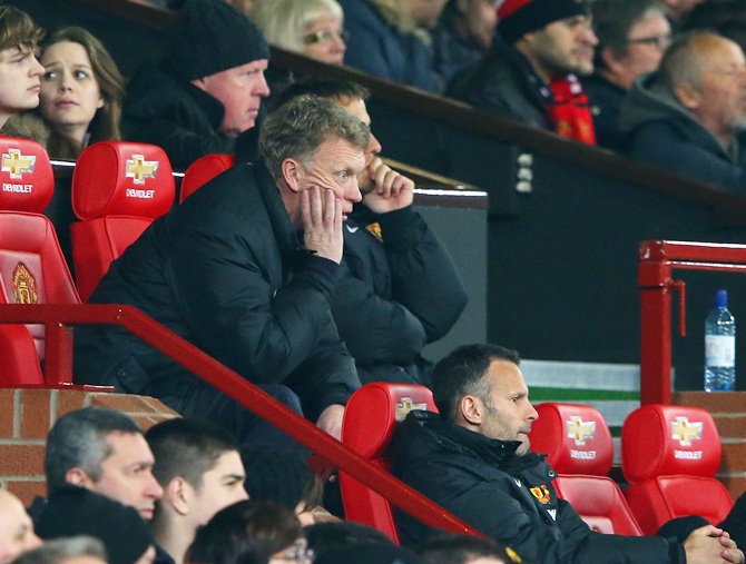Manchester United Manager David Moyes reacts