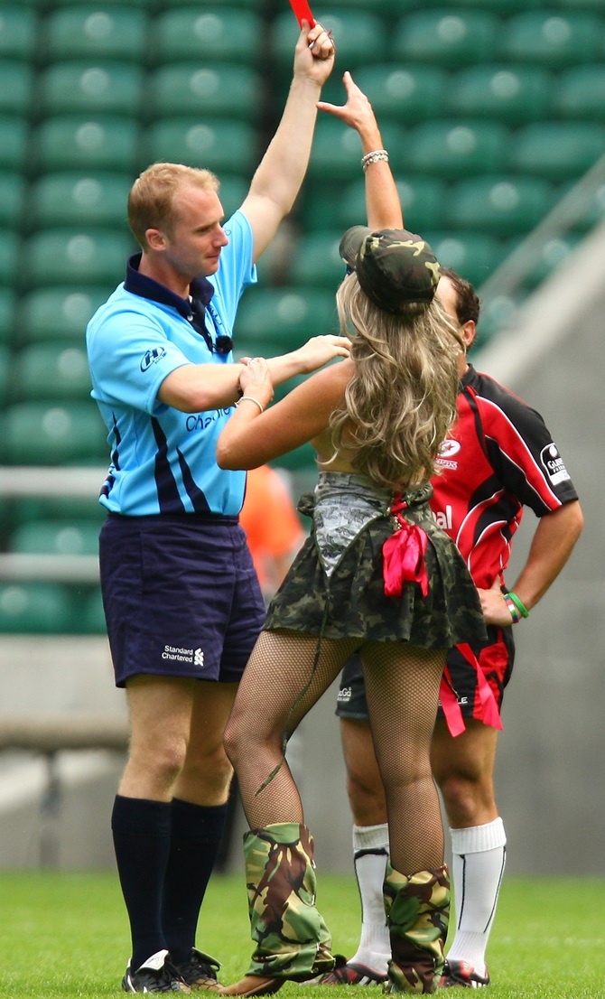 A streaker is shown a red card