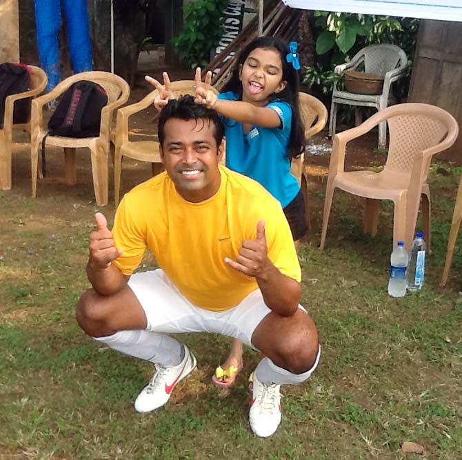 Leander Paes with his daughter, Aiyana
