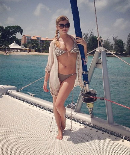 England footballer Chris Smalling's girlfriend Sam Cooke during a vacation