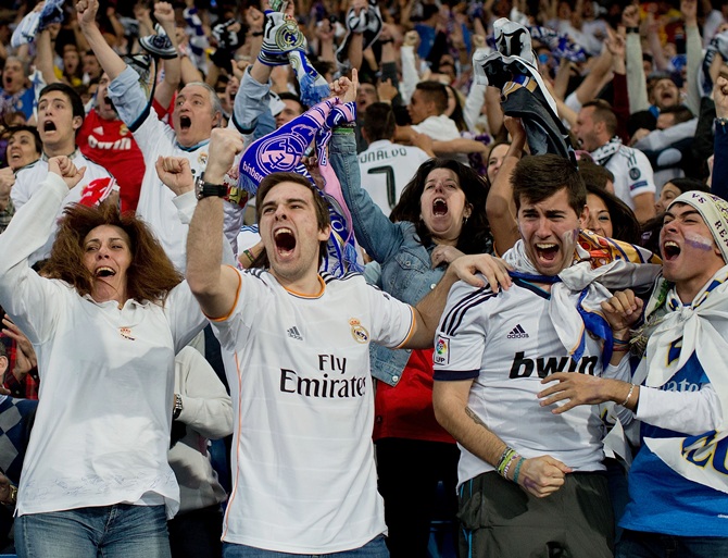 Real Madrid fans celebrates 