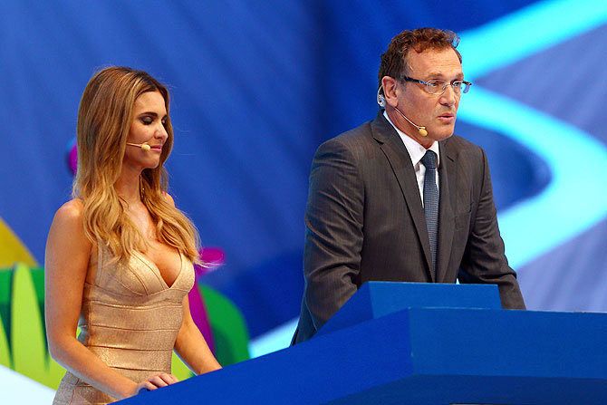 FIFA Secretary General Jerome Valcke (right) with Fernanda Lima