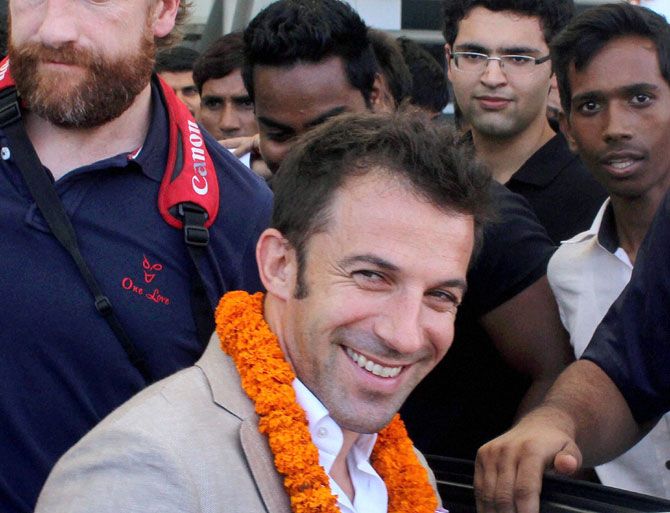 Alessandro Del Piero at Indira Gandhi International airport on Thursday