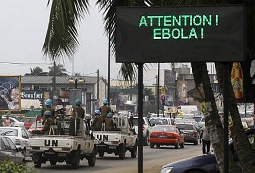 A banner on Ebola
