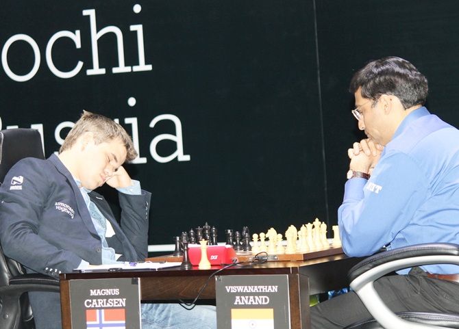 Viswanathan Anand with Magnus Carlsen