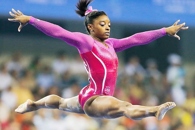 Simone Biles of United States performs on the Balance Beam during the Women's All-Around Final in day four of the 45th Artistic Gymnastics World Championships at Guangxi Sports Center Stadium in Nanning, China, on Friday