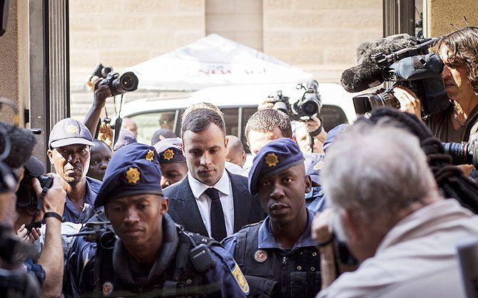 Oscar Pistorius arrives at North Gauteng High Court on Monday