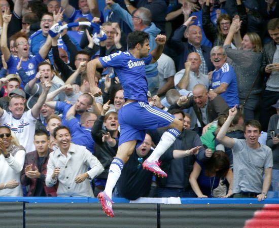 Diego Costa celebrates a goal