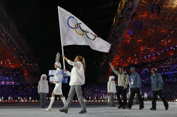 Independent Olympic Participant's delegation parades during the opening ceremony of the 2014 Sochi Winter Olympic Games