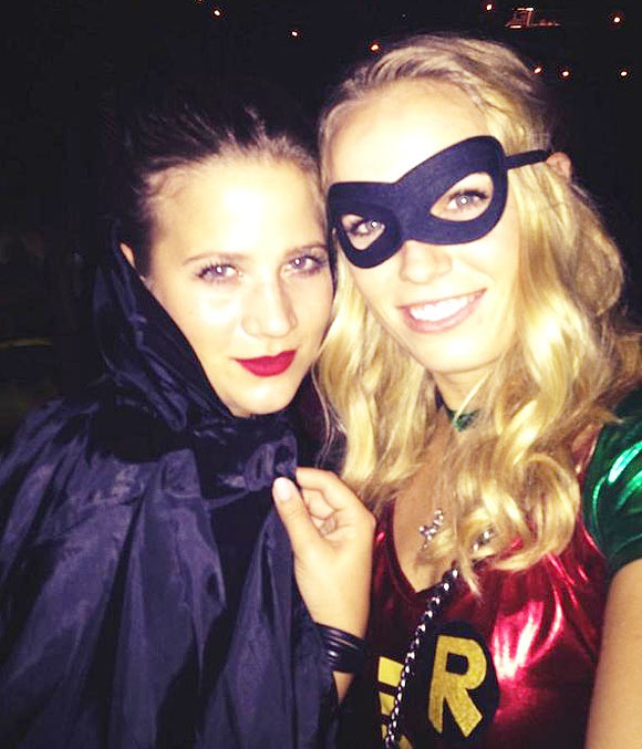 Caroline Wozniacki with a friend at a Halloween party