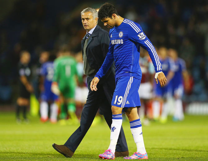 Chelsea manager Jose Mourinho with Diego Costa