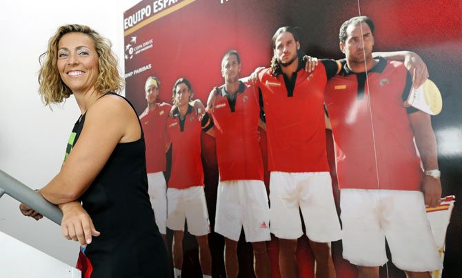 Spain's new Davis Cup captain Gala Leon poses for photographers in Seville