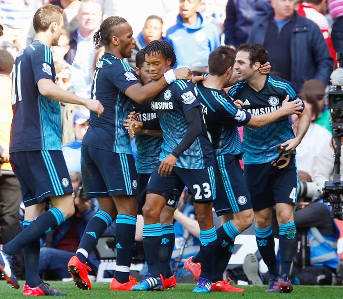 Cesc Fabregas of Chelsea celebrates