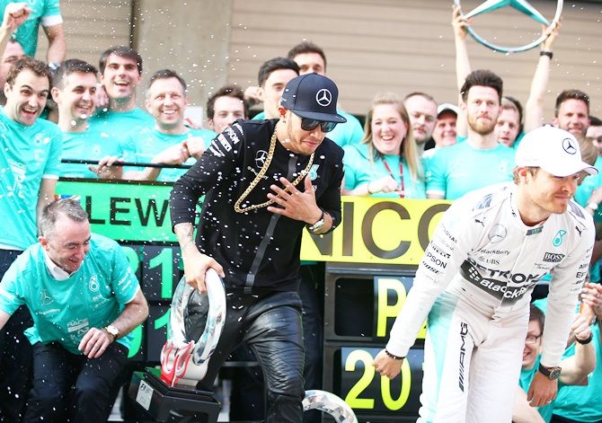Race winner Lewis Hamilton of Great Britain and Mercedes GP