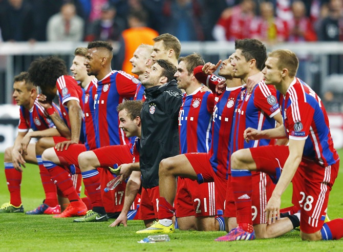 Bayern Munich players celebrate 