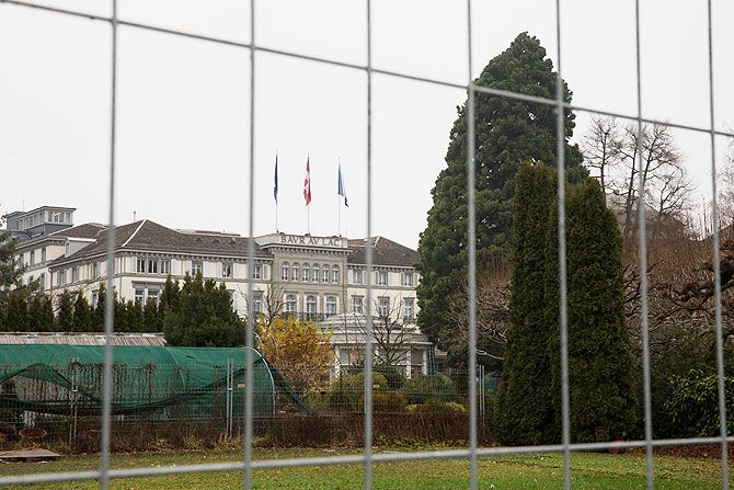 General view of the hotel Baur au Lac Zurich in which Swiss police detained several FIFA football officials in Zurich on Thursday