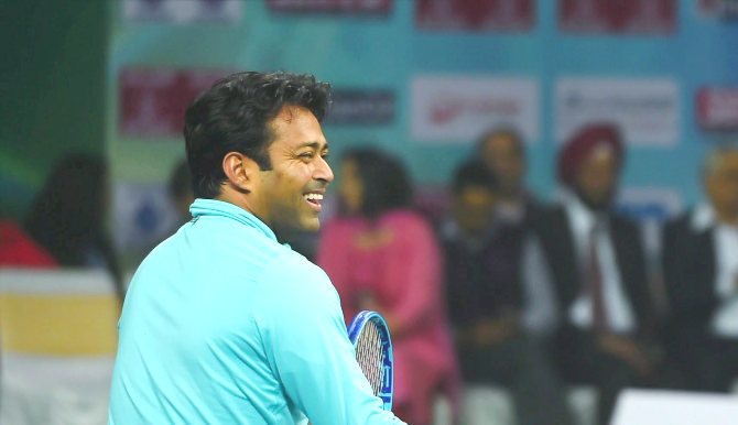 India's Leander Paes in action during a match 