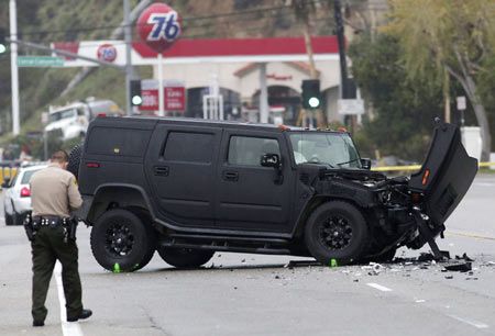 Image: A damaged vehicle is pictured at the scene of a four-car crash involving Olympic gold medalist and reality TV star Bruce Jenner in Malibu, California on Saturday