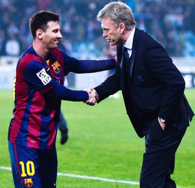 Lionel Messi and David Moyes