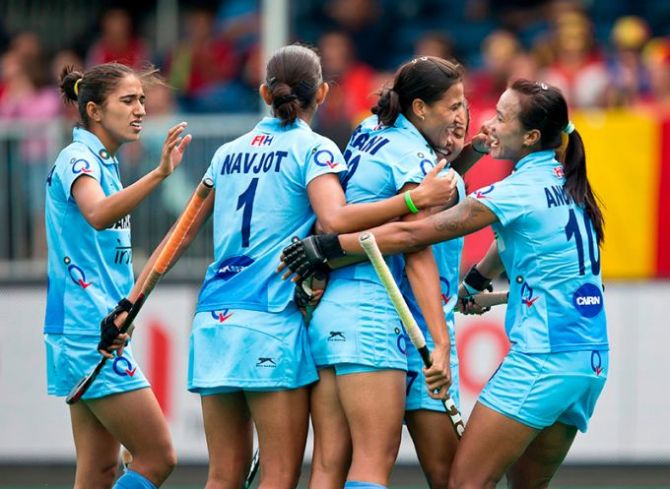 India’s women’s hockey team celebrates