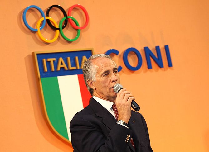 President CONI Giovanni Malago' attends a ceremony to announce Rome's candidacy to host the 2024 Olympic Games